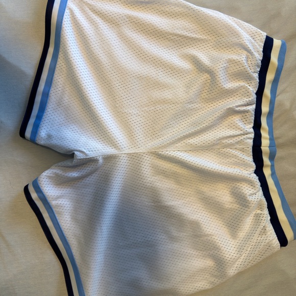 Kinetic White Athletic Shorts with Blue Stripes - Picture 3 of 6